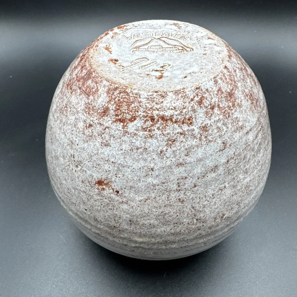 Westraven Art Pottery Vase Ribbed Gray Rust 913 Holland Midcentury‎ Modern Vtg